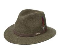 STETSON Chapeau Powell Traveller Femme/Homme - Made in The EU en Feutre de Laine pour Homme Outdoor avec Bandeau Cuir Hiver Automne Été Printemps Printemps-été - L (58-59 cm) Olive-moucheté