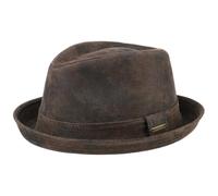 Stetson Chapeau Radcliff Player Homme - Fedora en Cuir avec Doublure, Bandeau Printemps-ete Printemps Ete Automne Hiver - L (58-59 cm) Marron