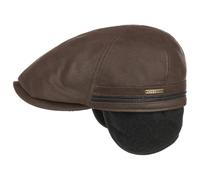 Stetson Redding Casquette Plate Cuir Naturel Unie Protege-Oreilles Hommes Automne Hiver