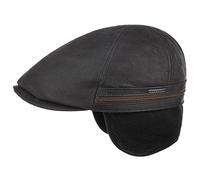 STETSON Casquette Redding Earflap Cap Homme - en Cuir Gatsby protège Cou avec visière, Oreillettes, Doublure Hiver Automne-Hiver - M (56-57 cm) Noir