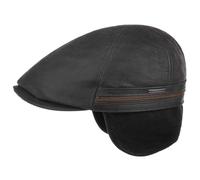 Stetson Casquette Redding Earflap Cap Homme - en Cuir Gatsby Protege Cou avec Visiere, Oreillettes, Doublure Hiver Automne-Hiver - XL (60-61 cm) Noir