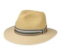 STETSON Chapeau en Paille Romaro Toyo Femme/Homme - Traveller d'été de Plage avec Ruban Gros Grain Été Printemps-été - XXL (62-63 cm) Beige