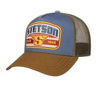 Stetson Since 1865 S Patch Trucker Casquette de Baseball Casquette de Baseball Casquette Trucker Casquette en maille Femme/Homme - Snapback avec visière Printemps-Été Automne Hiver, Marron/bleu