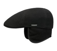 Stetson Casquette Texas Oreillettes Homme - Laine Plate Gavroche avec Visiere, Oreillettes, Doublure, Doublure Automne-Hiver Hiver - L (58-59 cm) Noir