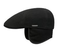 Stetson Casquette Texas Oreillettes Homme - Laine Plate Gavroche avec Visiere, Oreillettes, Doublure, Doublure Automne-Hiver Hiver - L (58-59 cm) Noir