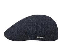 Stetson Texas Herringbone Cap - Casquette Plate pour Homme avec Doublure en Coton - Automne/Hiver - Noir/Bleu, Small