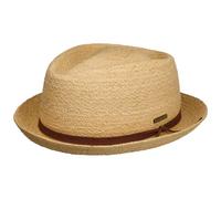 Stetson Chapeau de Paille Raphia Uni Diamond Femme/Homme - Soleil d'été Plage avec Bandeau en Cuir Printemps-été Été - XL (60-61 cm) Nature