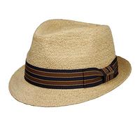 Stetson Yescott Chapeau Trilby Paille Raphia Protection UV 40 A Rayures Multicolore avec Bande en Tissu Unisexe Printemps Ete