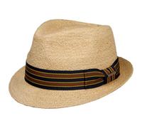 Stetson Yescott Chapeau Trilby Paille Raphia Protection UV 40 A Rayures Multicolore avec Bande en Tissu Unisexe Printemps Ete
