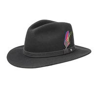 Stetson Chapeau Yutan en Feutre Laine Femme/Homme - Chapeaux pour Homme de Pluie avec Bandeau Cuir Printemps-ete Printemps Ete Automne Hiver - XL (60-61 cm) Noir