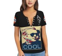 Steve Actor McQueen T-Shirt Femme Col V Profond - Haut Sexy à Manches Courtes, Tee-Shirt Graphique Décontracté pour Quotidien, Sorties, Soirées et Loisirs, Cadeau Fans de Cinéma et Mode,XX-Large