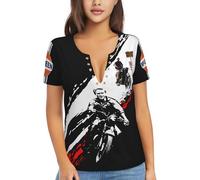 Steve Actor McQueen T-Shirt Femme Col V Profond - Haut Sexy à Manches Courtes, Tee-Shirt Graphique Décontracté pour Quotidien, Sorties, Soirées et Loisirs, Cadeau Fans de Cinéma et Mode,XX-Large
