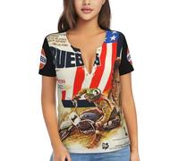 Steve Actor McQueen T-Shirt Femme Col V Profond - Haut Sexy à Manches Courtes, Tee-Shirt Graphique Décontracté pour Quotidien, Sorties, Soirées et Loisirs, Cadeau Fans de Cinéma et Mode,XX-Large