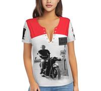 Steve Actor McQueen T-Shirt Femme Col V Profond - Haut Sexy à Manches Courtes, Tee-Shirt Graphique Décontracté pour Quotidien, Sorties, Soirées et Loisirs, Cadeau Fans de Cinéma et Mode,XX-Large