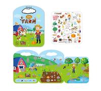 Steve and Maggie Livre d'autocollants réutilisables avec 36 pièces d'animaux de la ferme, fruits et légumes, autocollants en gelée pour enfants, livre d'activités d'apprentissage pour tout-petits