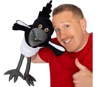 STEVE and MAGGIE Marionnette à Main Maggie Magpie Oiseau Doux Grand | Âges 1+, Jeu de Simulation, Comptines et Apprentissage, Jouet Interactif pour Tout-Petits