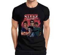 Steve Harrington Stranger T-shirt pour homme Cadeau de baby-sitter Hawkins, Noir , XXL