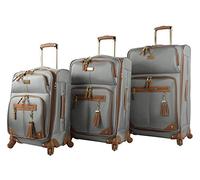 Steve Madden Designer Luggage Collection - Ensemble de 3 valises Souples et légères à roulettes pivotantes - Ensemble de Voyage Comprenant des valises à Carreaux de 50,8 cm, 61 cm et 71,1 cm, Gris