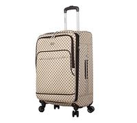 Steve Madden Designer Luggage Collection - Valise légère extensible souple de 61 cm - Sac à carreaux à roulettes de taille moyenne à 4 roulettes pivotantes (marron noble/brun clair, 61 cm), Marron noble/marron clair, 24in, Valise extensible souple