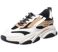 Steve Madden Possession Lace Up Boyfriend Chunky Platform Sneakers Black/Tan (9.5, Black/Tan)