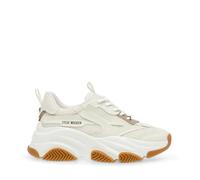 Steve Madden Possession POSS03S1 Chaussures Femme Gomme Blanche Baskets Lacets compensés en Tissu 36