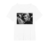 Steve McQueen, Acteur et Pilote de Moto The Great Escape 1969 T-Shirt, Femme Grandes Tailles, Blanc, 1X
