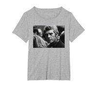 Steve McQueen, Acteur et Pilote de Moto The Great Escape 1969 T-Shirt, Femme Grandes Tailles, Gris Chiné, 2X