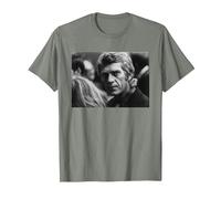 Steve McQueen, Acteur et Pilote de Moto The Great Escape 1969 T-Shirt, Homme, Vert Kaki chiné, XXL