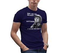 Steve McQueen Biker Motorcycle Cool Classic Retro How are Your Brakes T-Shirt Bleu Marine pour Homme Size XXL