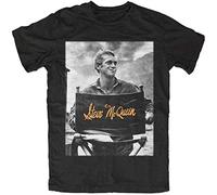Steve Mcqueen Chair T-Shirt Mens Tee Shirt Summer Fashion Tops Clothing Movie Star Kult Bullitt Actor Racer Le Mans Black XL