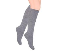 STEVEN Chaussettes Hautes pour Femme Le Mi-bas en Coton pour Dame Chaussettes Longues Décontractées ou Officielles pour Filles Au-dessus du Mollet Sous le Genou EU 35-37 Gris