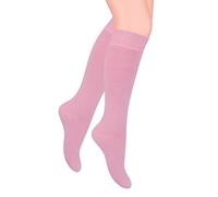 STEVEN Chaussettes Hautes pour Filles Chaussettes Hautes en Coton la Loupiotte Le Mi-bas Longues pour Adolescent Au-dessus du Mollet Sous le Genou EU 26-28 Rose