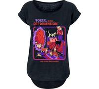 Steven Rhodes Portal to The Cat Dimension Femme T-Shirt Manches Courtes Noir L 100% Coton Large