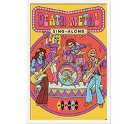 Steven Rhodes - Poster - Death Metal Sing-Along + cadre amovible, Shinsuke® Maxi MDF blanc, vitre acrylique