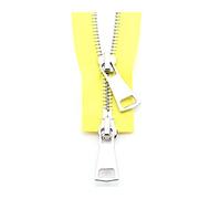 Stevenurr 1 pièces 70/90cm 5# Fermeture éclair en métal Argent Double Curseur Fermeture éclair bidirectionnelle pour Manteau Poche vêtement Accessoires de Couture, Jaune, 90cm