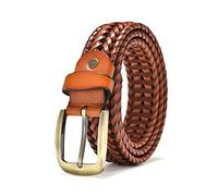 Stevenurr Ceinture en cuir tressée à la main Cuir Homme/Femme Rétro Décontracté Boucle Ardillon Ceinture 100-120cm