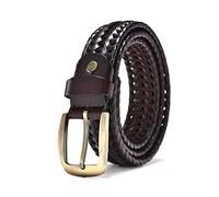 Stevenurr Ceinture en cuir tressée à la main Cuir Homme/Femme Rétro Décontracté Boucle Ardillon Ceinture 100-120cm