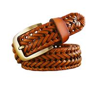 Stevenurr Ceinture tressée en cuir véritable hommes femmes ceintures marron ceinture 100-120cm ceinture décontractée ceinture en jean, brun