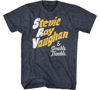 Stevie Ray Vaughan and Double Trouble Notes Adult T Shirt Rock Music Manches Courtes(Large)