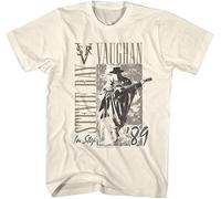 Stevie Ray Vaughn T Shirt in Step 89 Adult Natural Short Sleeve Blues Rock Vintage Style Graphic Tees(X-Large)