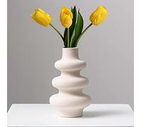 Steviieden Vase à fleurs séchées moderne en céramique - Blanc cassé - Décoration d'intérieur bohème pour centre de table, mariage, dîner, fête, salon, bureau, chambre à coucher, cadeau de pendaison de