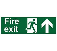 Stewart supérieure en vinyle autocollant 450 x 150 mm Flèche Man et Straight Up Fire Exit Sign