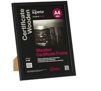 SECO Stewart Superior Cadre en bois avec verre de sécurité en plexiglas Noir Format A4