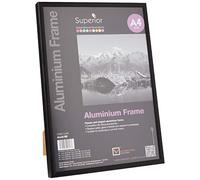 Stewart Superior Cadre photo A4 en aluminium brossé - Noir avec verre de sécurité en plexiglas durable - Idéal pour les photos, les affichages d'art et les certificats - Design élégant pour la