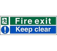 Stewart Superior Panneau Sign Fire Exit Keep Clear 450x150mm PVC Ref SP126PVC