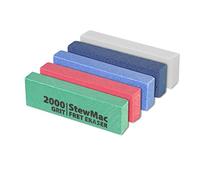 StewMac Fret Erasers, jeu de 5 gommes abrasives pour polir les frettes | Cinq grains codés par couleur, de 220 à 2000; la gomme souple lisse le métal jusqu'à un fini propre, durable et miroir.