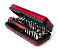 StewMac Guitar Tech Jeu de tournevis - 36 pièces pour matériel de guitare - Étui compact anti-déversement - Poignée magnétique facile à prendre en main avec rallonge - Kit d'outils de luthier et de