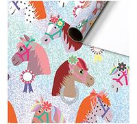 Stewo Bonny Hologramme 1 rouleau de papier cadeau Motif chevaux 70 x 150 cm