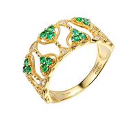 Stfery Alliance en or 18 carats pour femme sertie de diamants ronds sertis d'émeraudes 0,3 ct - Taille personnalisable, 5.5, Métal, Aucune pierre précieuse
