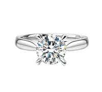 Stfery Alliance en or blanc 9K/14K/18K en diamant créé, bague solitaire ronde classique à 4 griffes pour femme, bague de promesse en or avec diamant cultivé en laboratoire 1 ct personnalisé, T 1/2